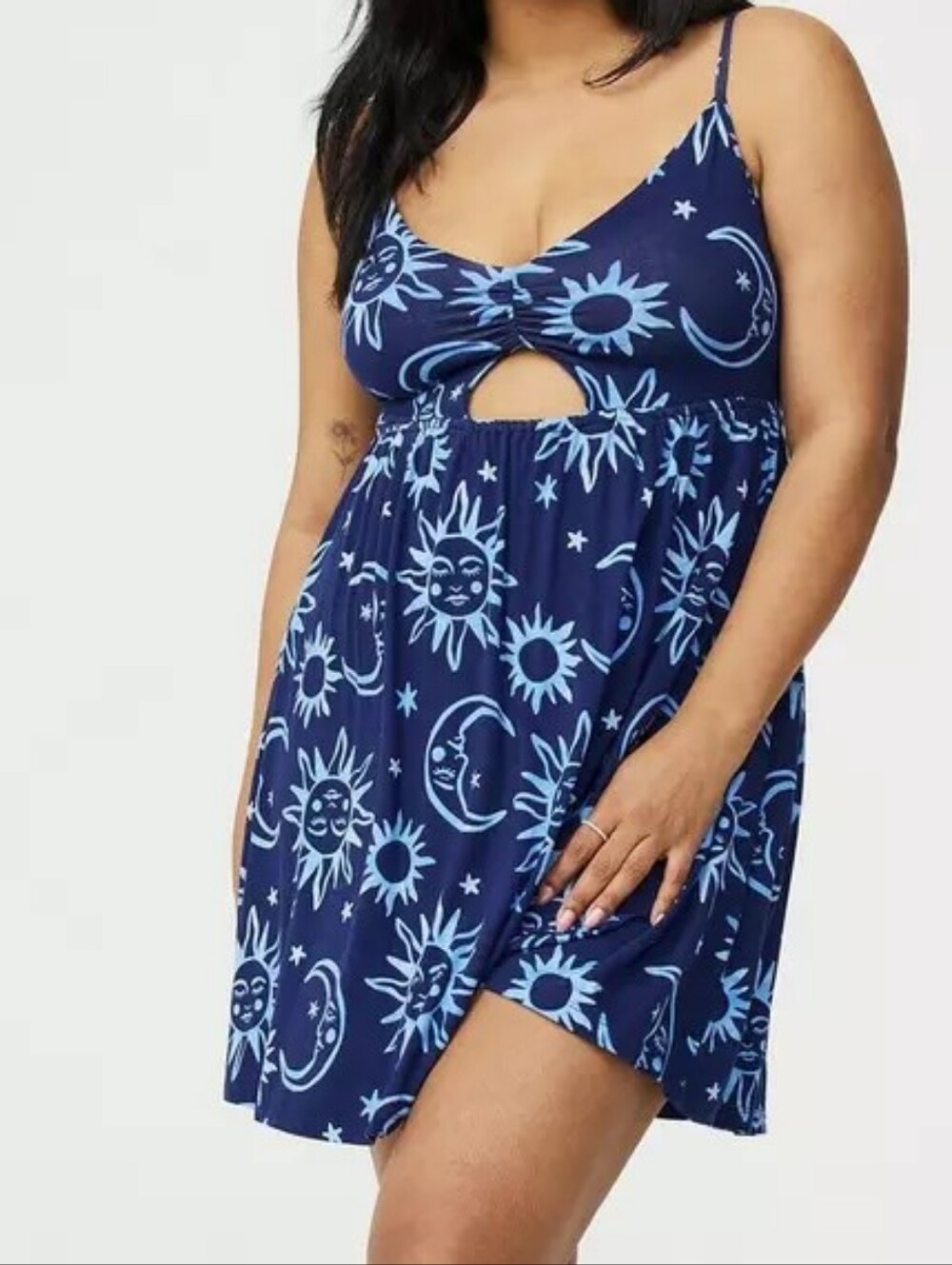 Torrid Supersoft Jersey Blue Sun Moon Cutout Sleep Lounge Chemise Plus Size 1X